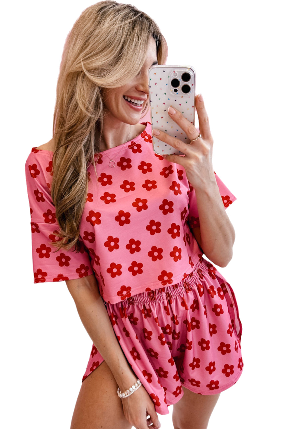 Rose Floral Print Pajama Set