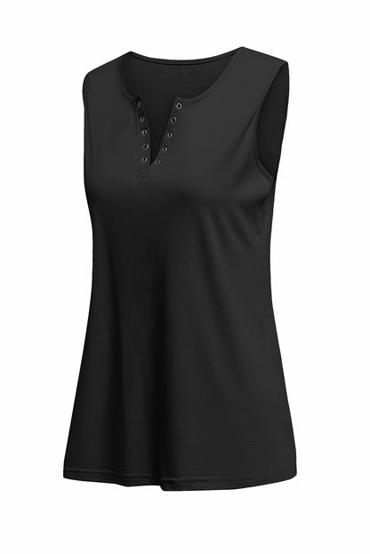 Black Basic Solid V Neck Tank Top