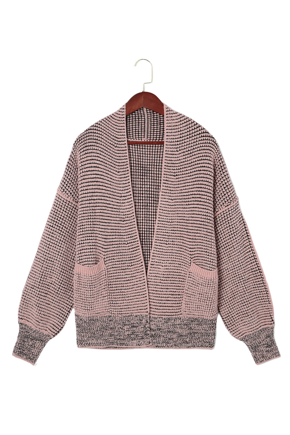 Apricot Chunky Waffle Knit Oversized Collar Cardigan