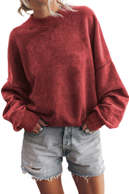 Brown Drop Shoulder Crew Neck Pullover Sweatshirt