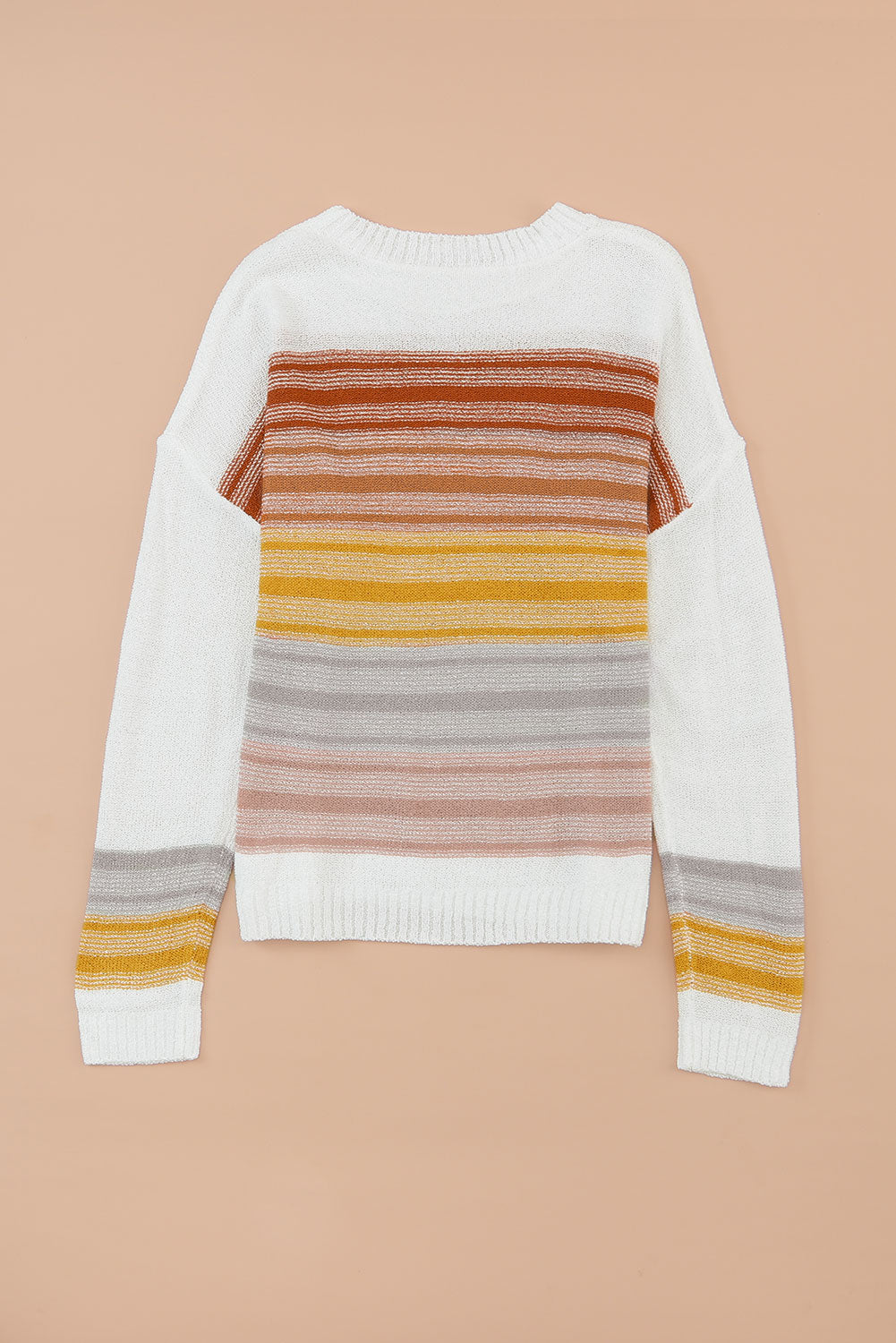 Multicolor Knitted Long Sleeve Pullover Striped Sweater