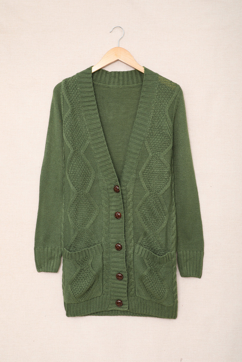 Blue Front Pocket and Buttons Closure Cardigan