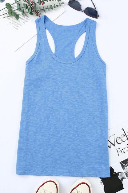 Gray Plain Scoop Neck Basic Solid Tank Top