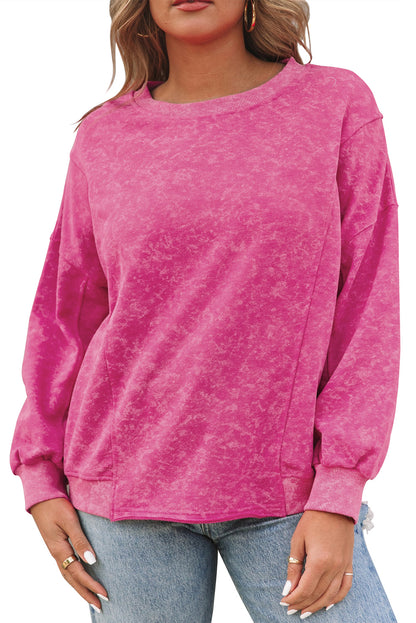 Rosy Distressed Casual Loose Pullover Sweatshirt