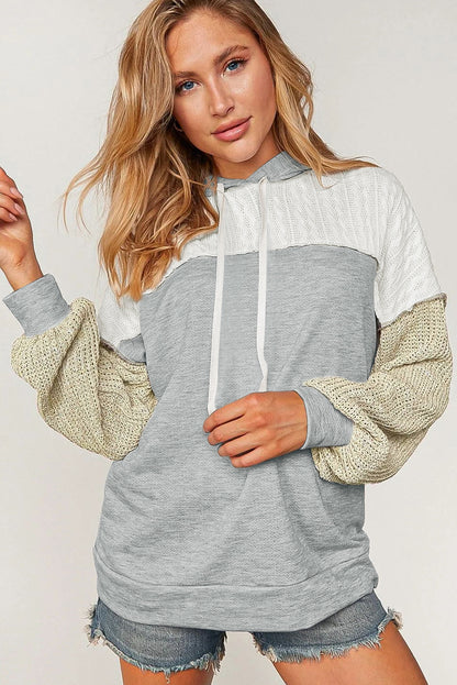 Grey Color Block Exposed Seam Hoodie