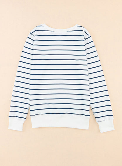 Striped Print Casual Long Sleeve Pullover Top