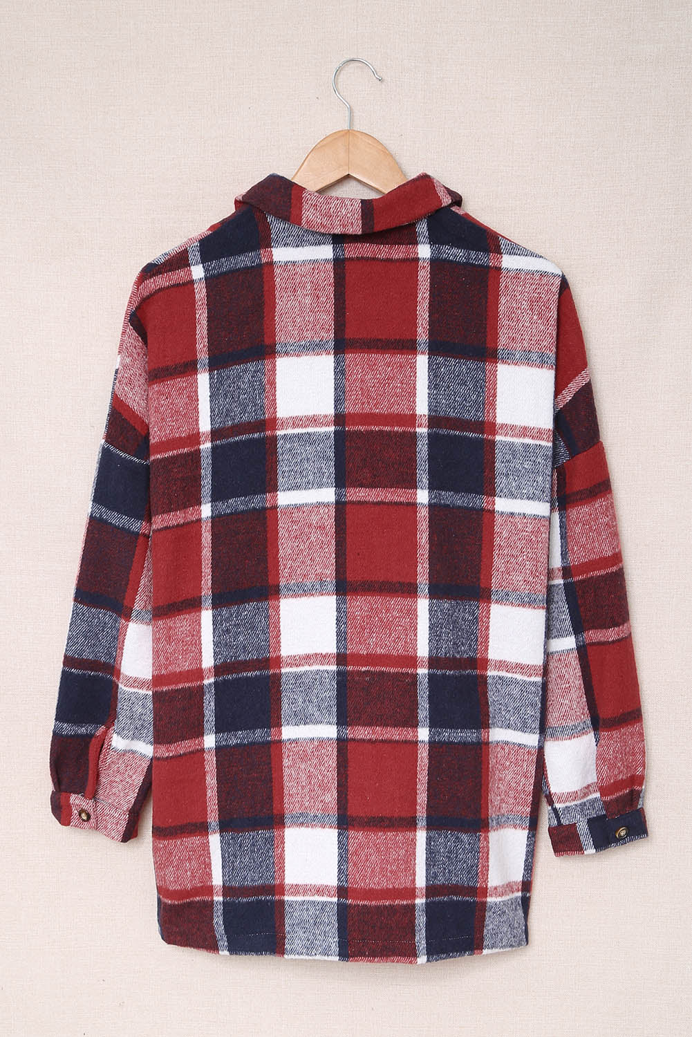 Brown Plaid Button Up Long Sleeve Flannel Shacket