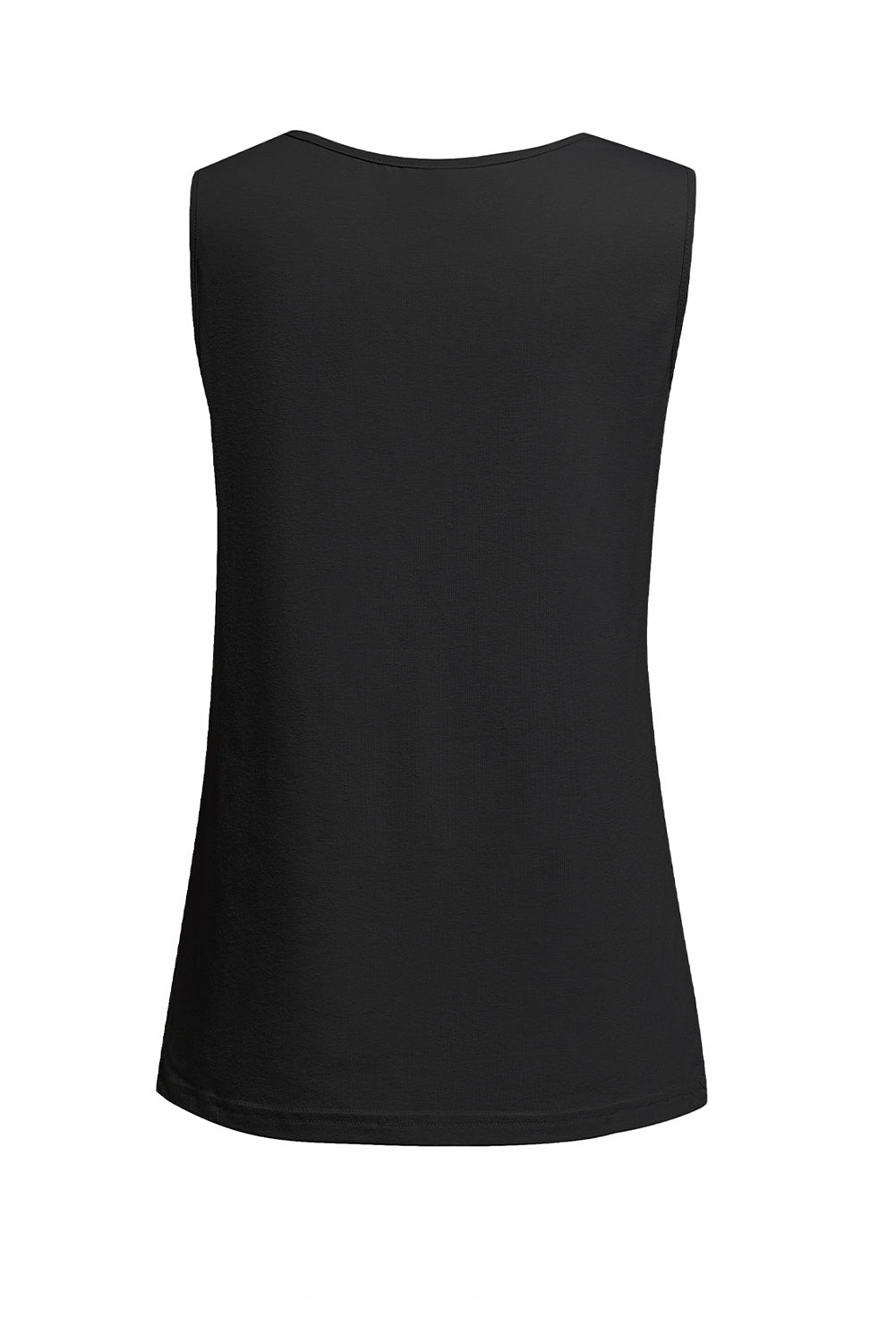 Black Basic Solid V Neck Tank Top