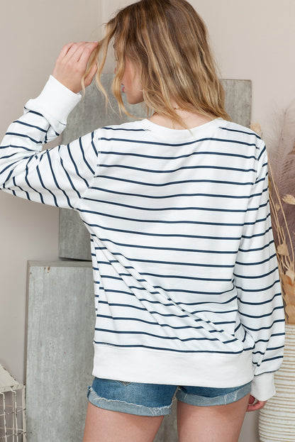 Striped Print Casual Long Sleeve Pullover Top