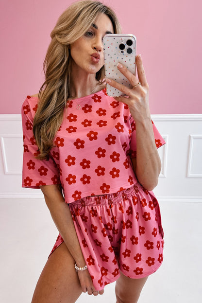 Rose Floral Print Pajama Set