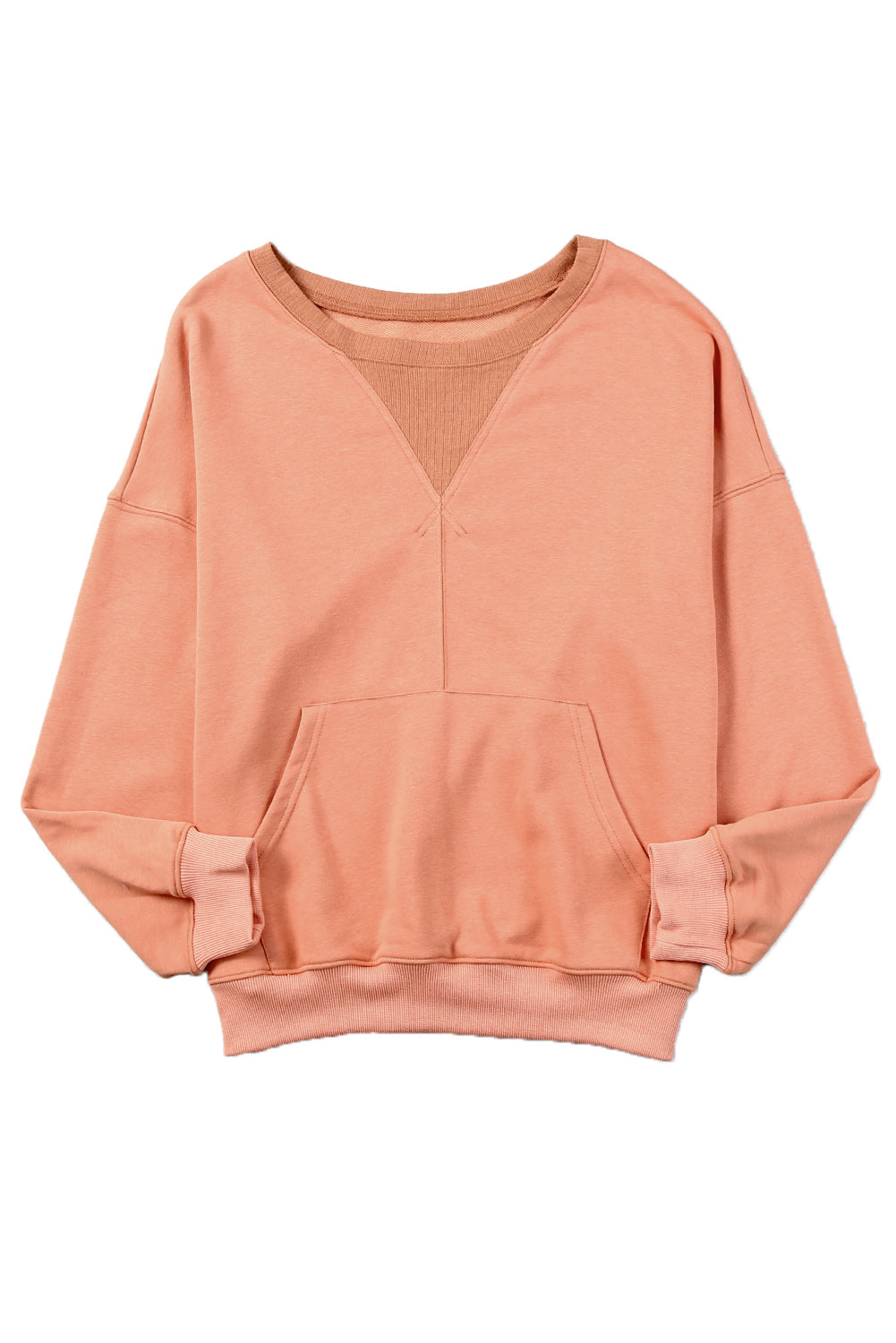 Apricot Basic Kangaroo Pocket Pullover Sweatshirt