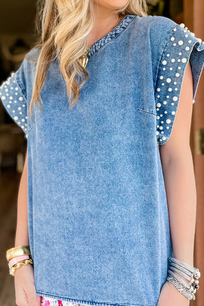 Dusk Blue Pearl Denim Top