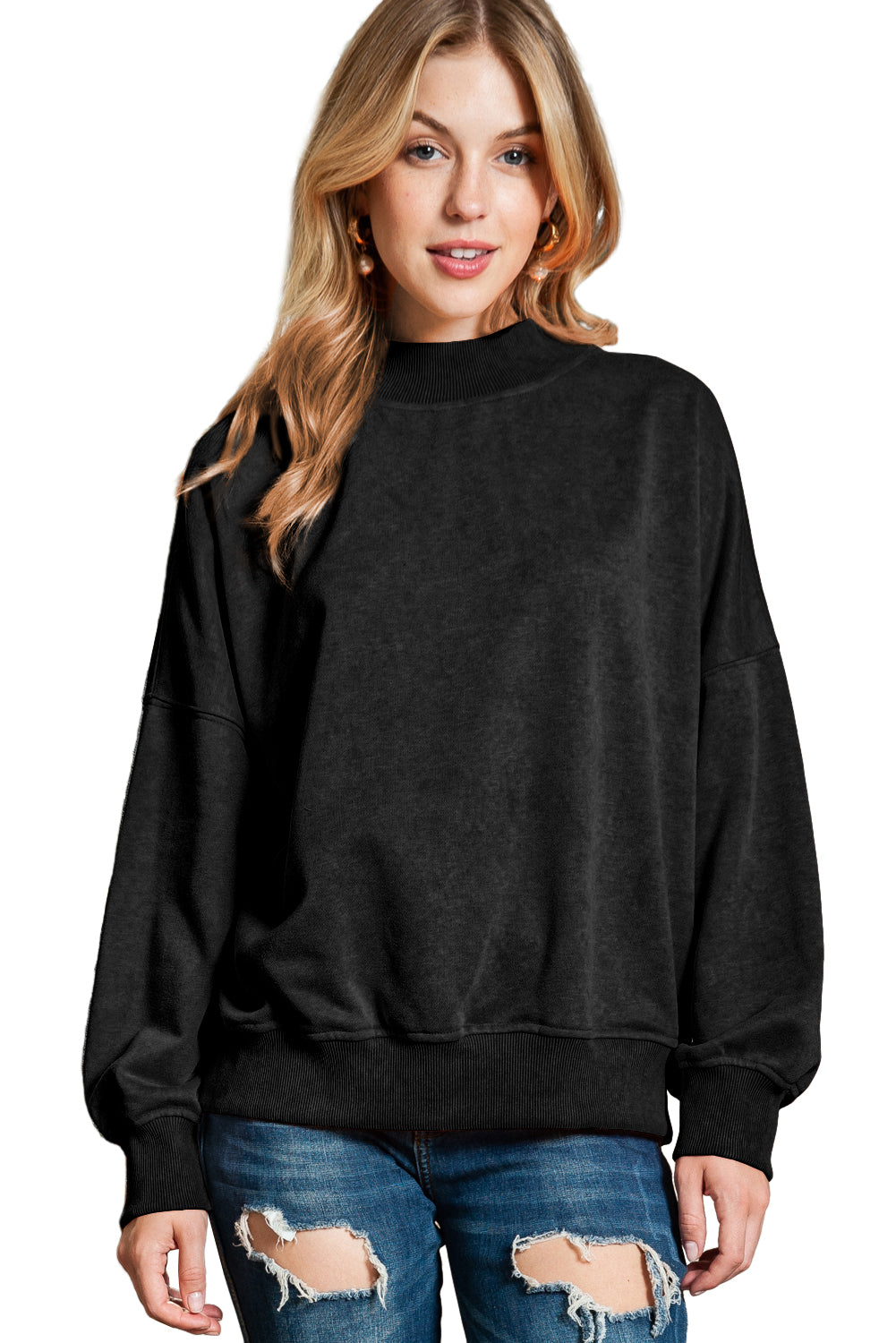 Brown Drop Shoulder Crew Neck Pullover Sweatshirt