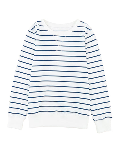 Striped Print Casual Long Sleeve Pullover Top