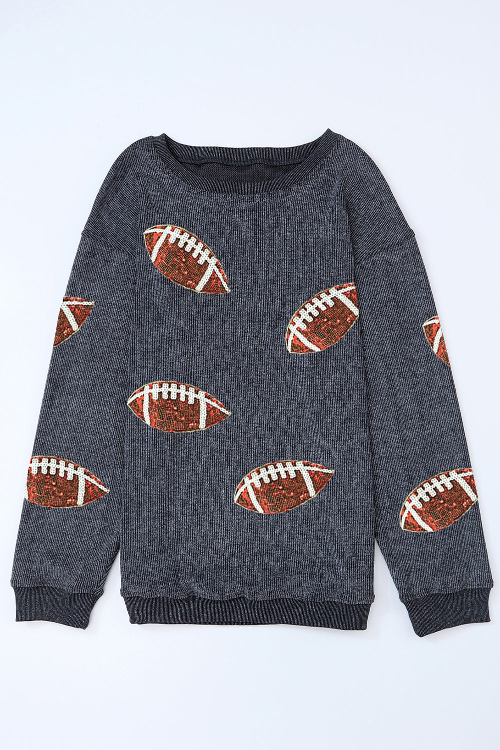 Pink Sequin Rugby Corded Oversized Graphic Sweatshirt