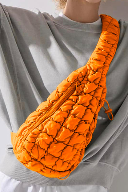 Grapefruit Orange Marshmallow Quilted Drawstring Decor Sling Bag