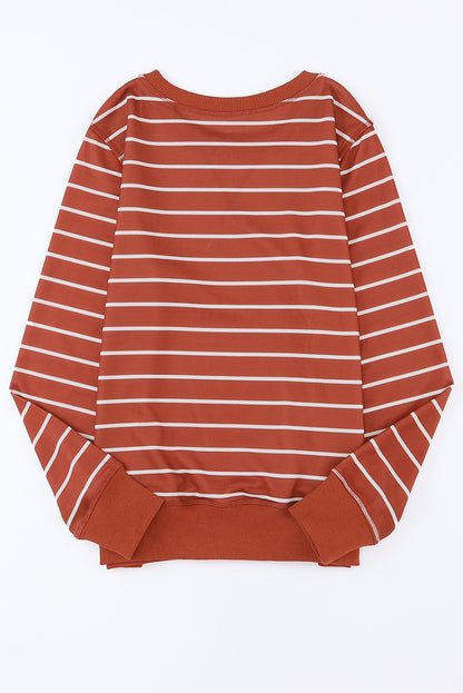 Striped Print Casual Long Sleeve Pullover Top