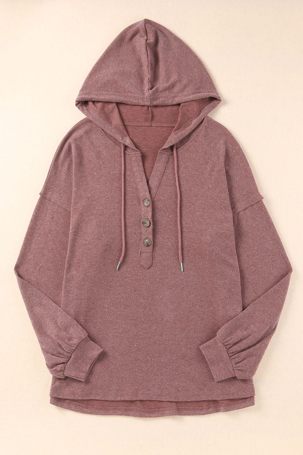 White Button Front Pullover Hooded Sweatshirt