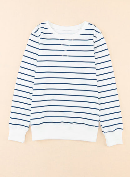 Striped Print Casual Long Sleeve Pullover Top