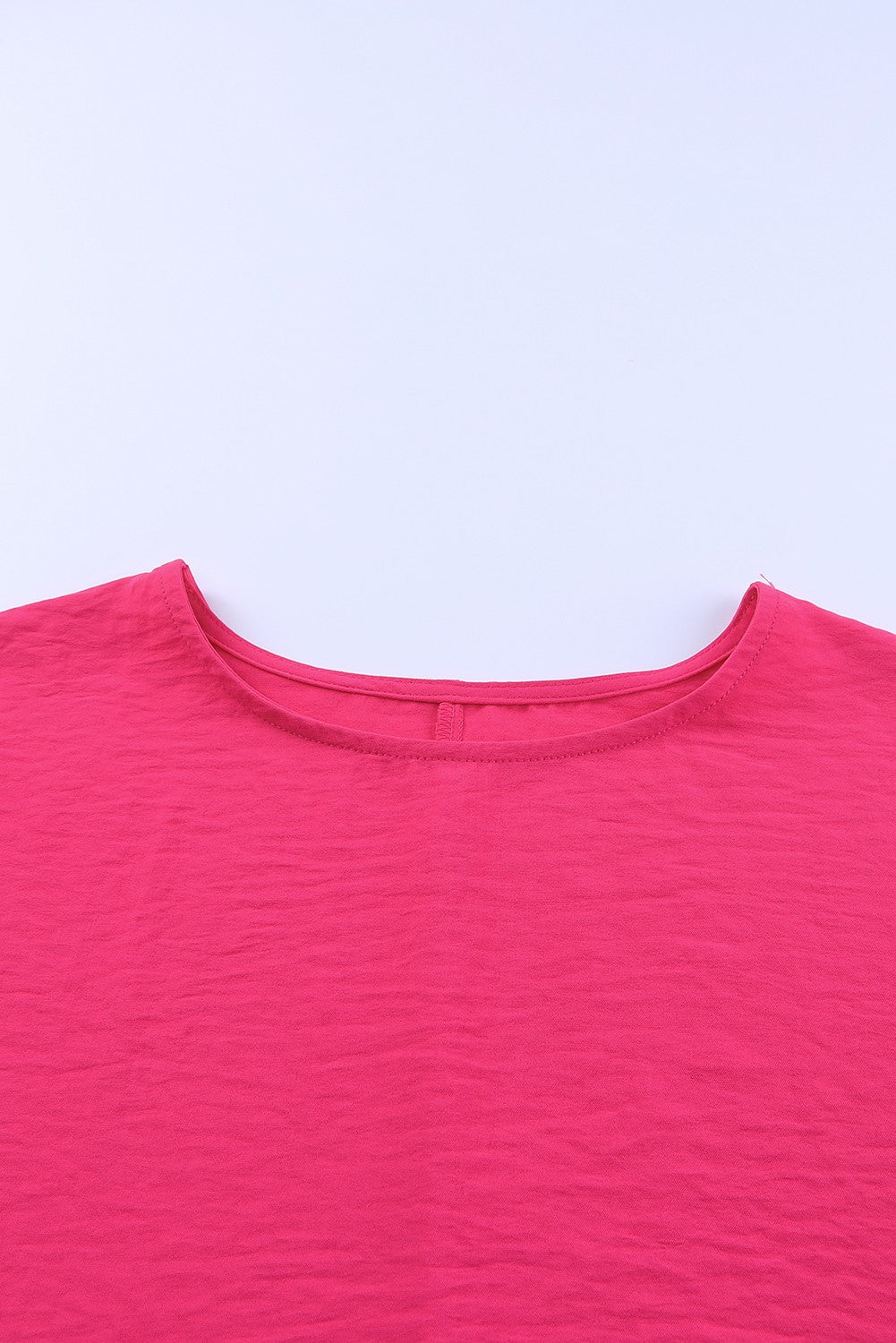 Pink Casual Shirred Cuffs Half Sleeve Top