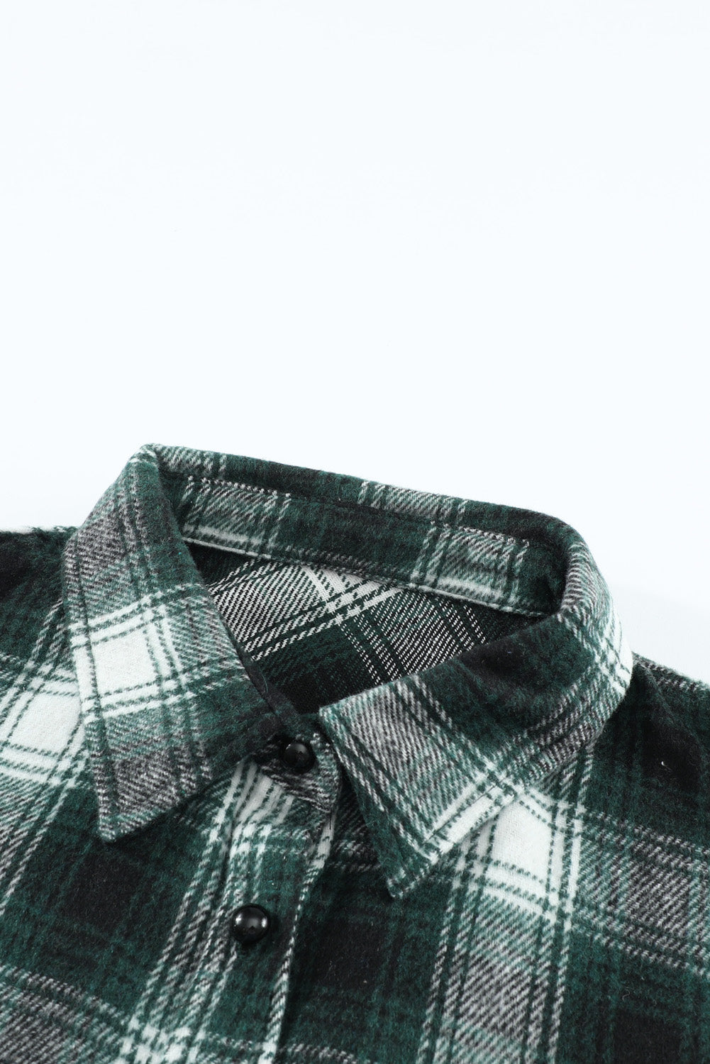 Brown Button Up Collared Plaid Shacket