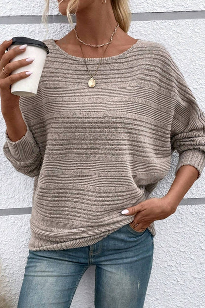 Simply Taupe Pit Stripe Batwing Sleeve Top