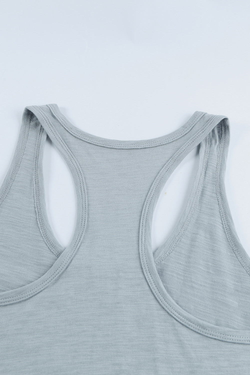 Gray Plain Scoop Neck Basic Solid Tank Top