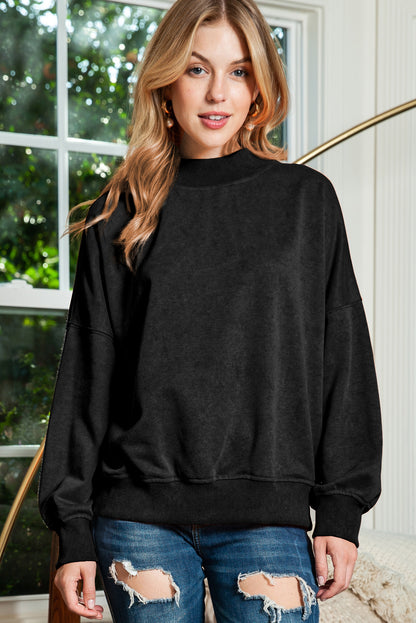 Brown Drop Shoulder Crew Neck Pullover Sweatshirt