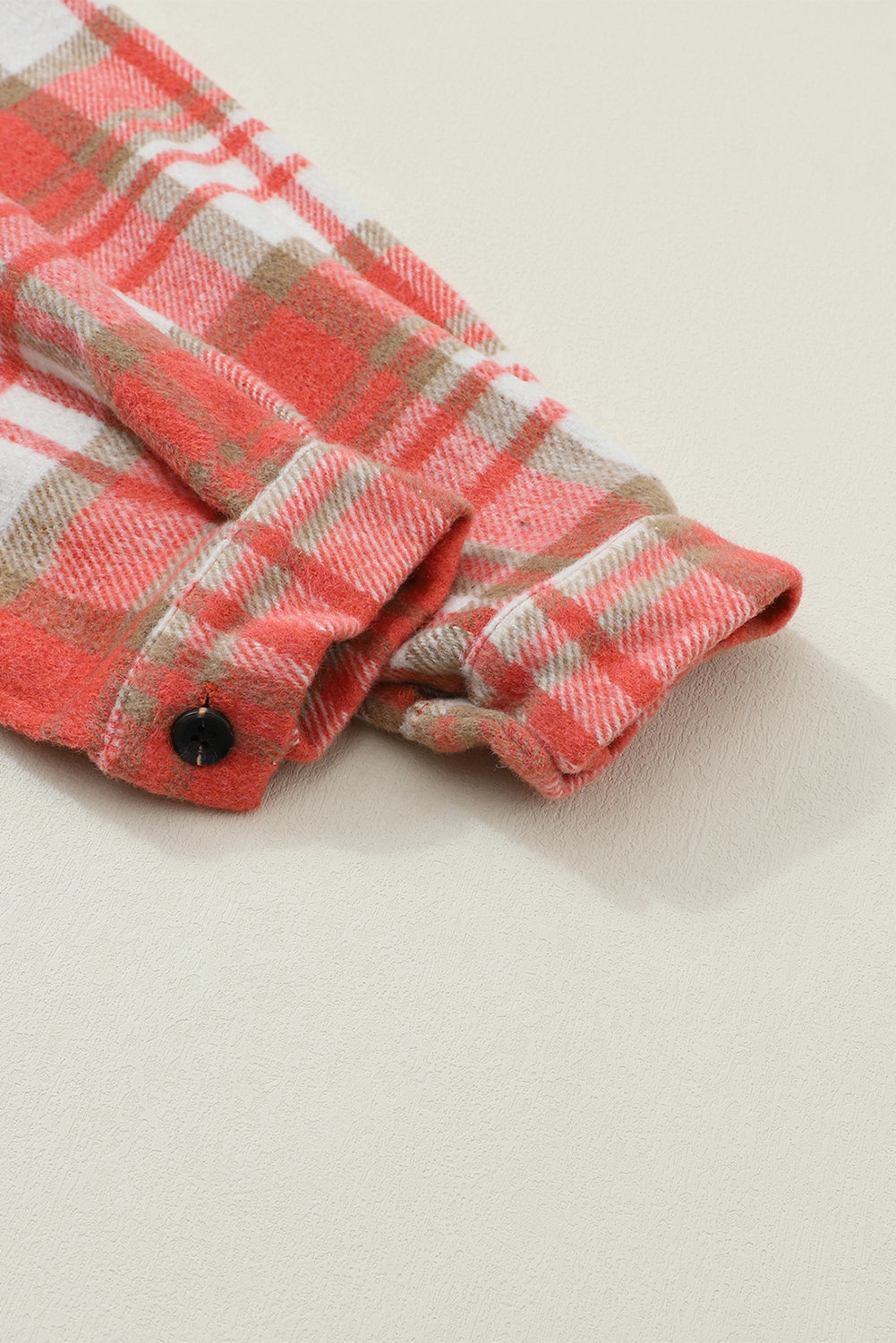 Red Plaid Flap Pocket Long Sleeve Oversized Shacket