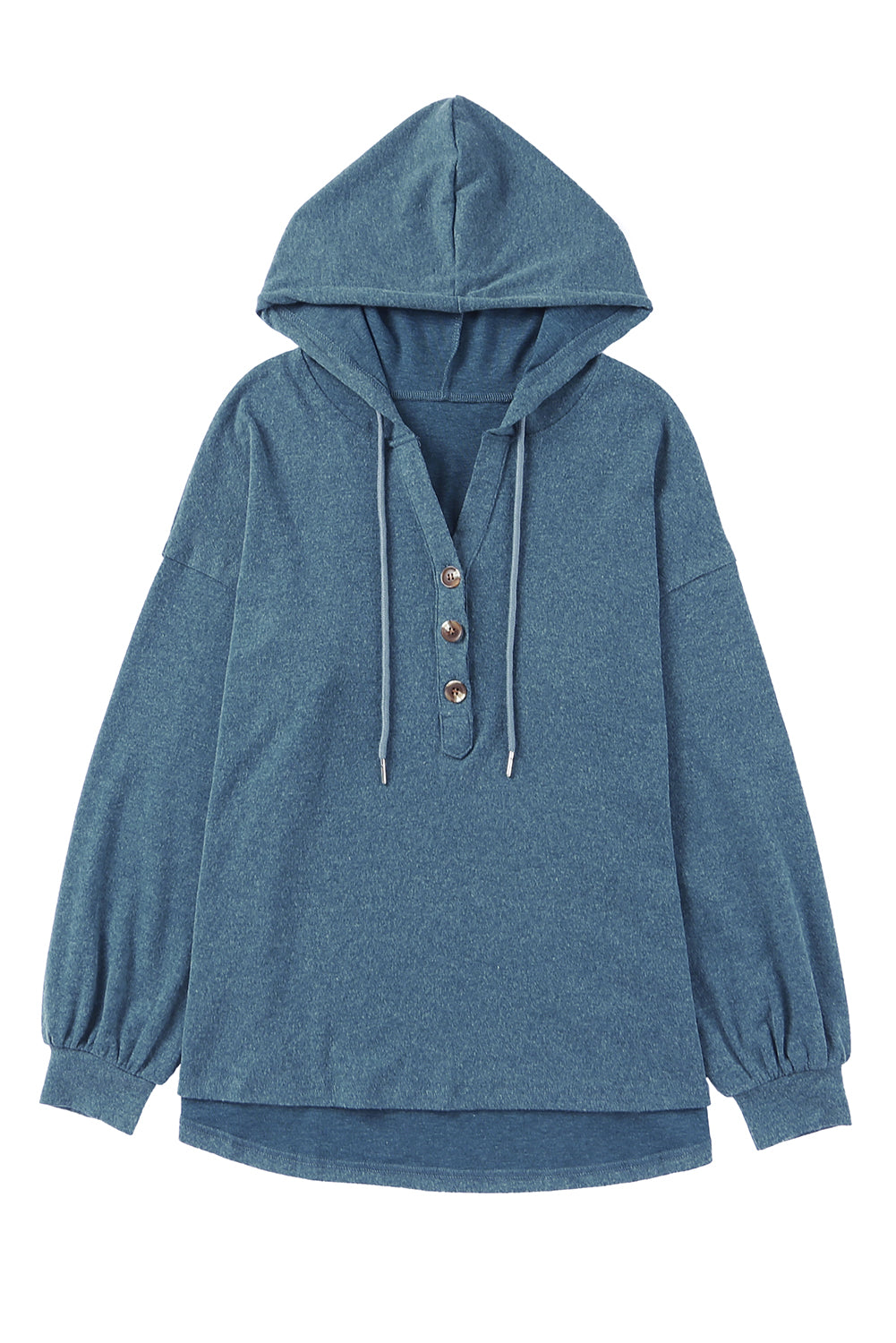 White Button Front Pullover Hooded Sweatshirt