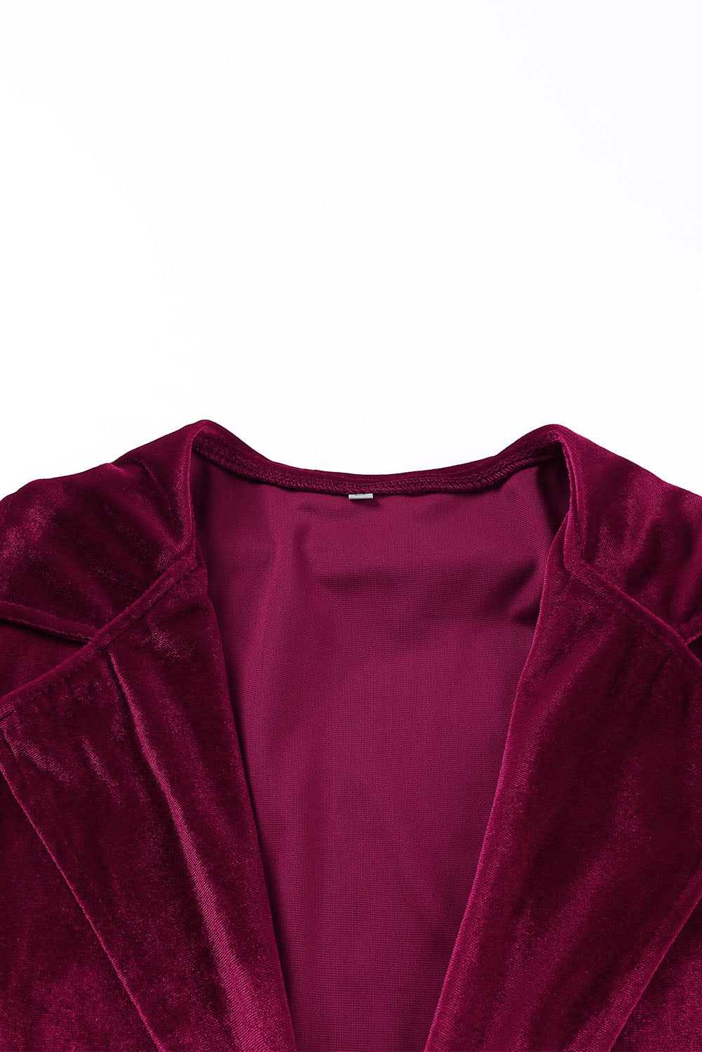 Red Casual Velvet Lapel Pocket Long Coat