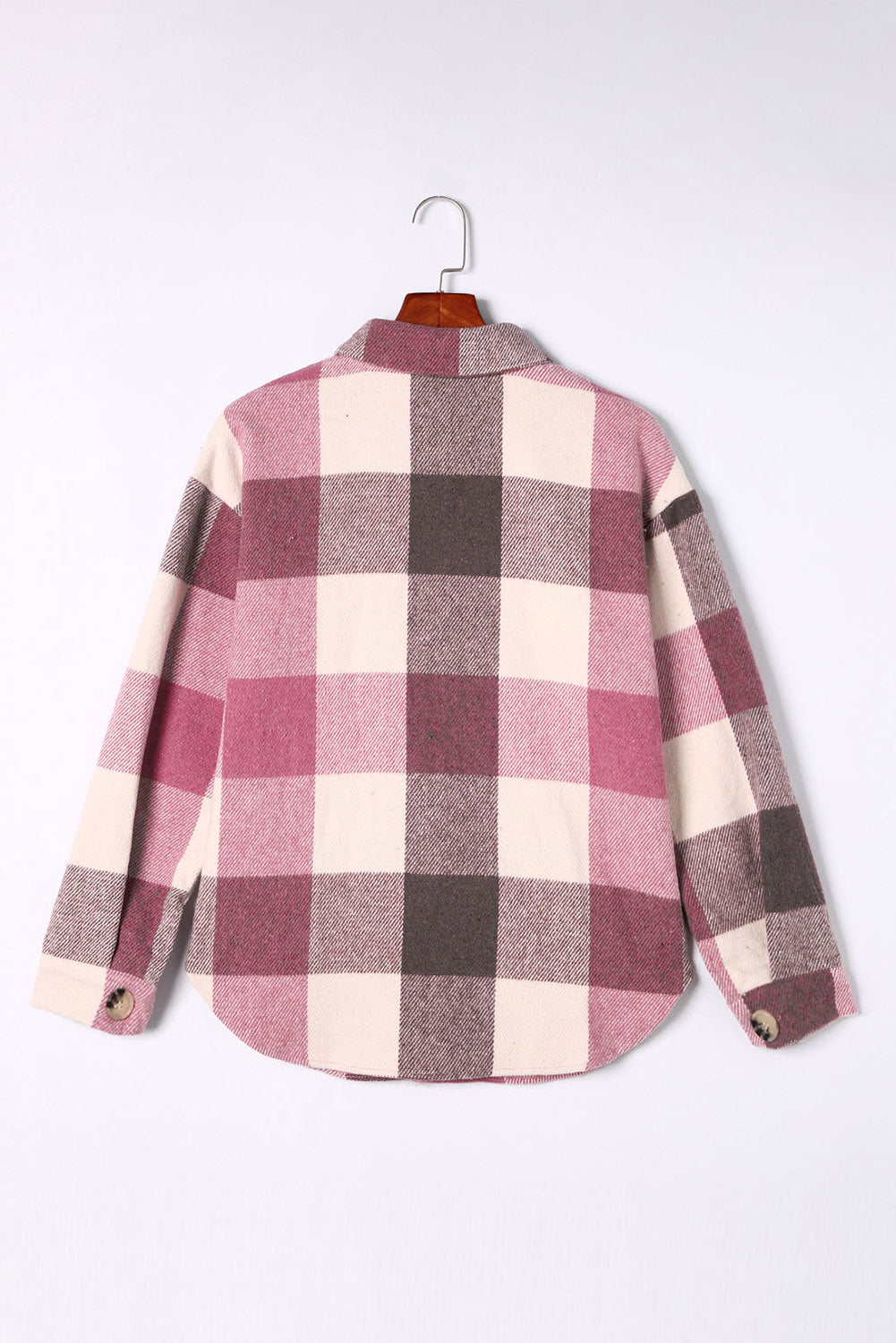 Plaid Color Block Buttoned Pocket Long Sleeve Shacket