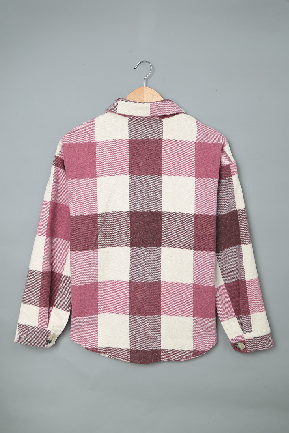 Plaid Color Block Buttoned Pocket Long Sleeve Shacket