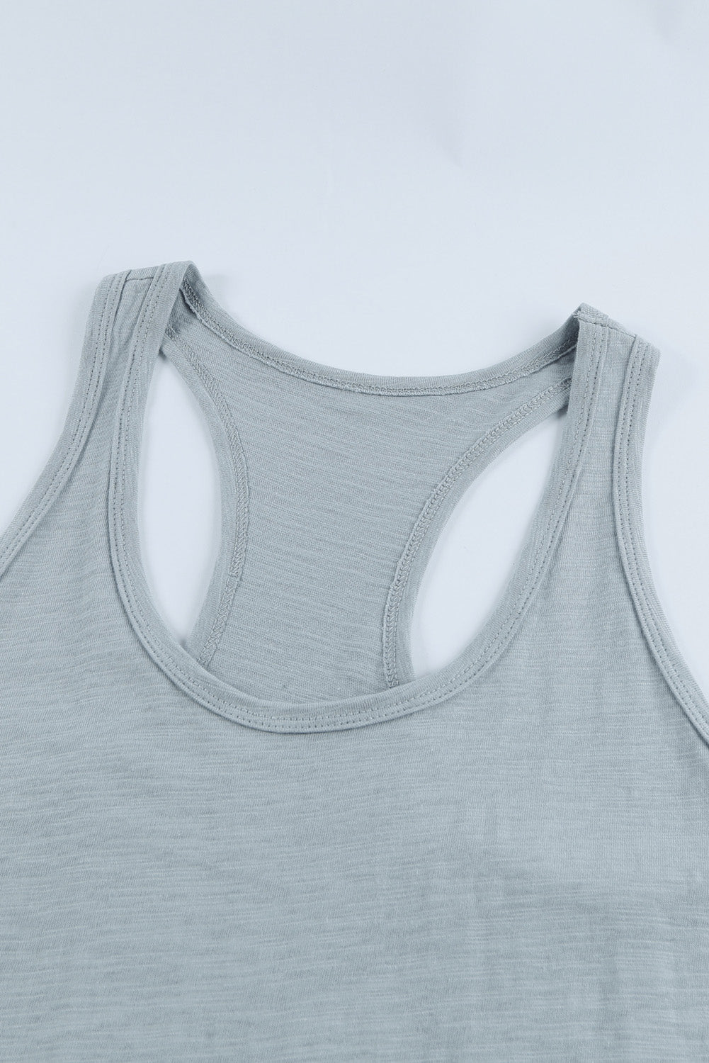 Gray Plain Scoop Neck Basic Solid Tank Top