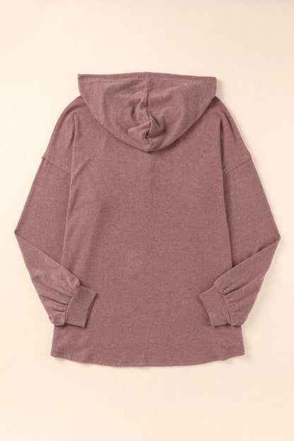 White Button Front Pullover Hooded Sweatshirt