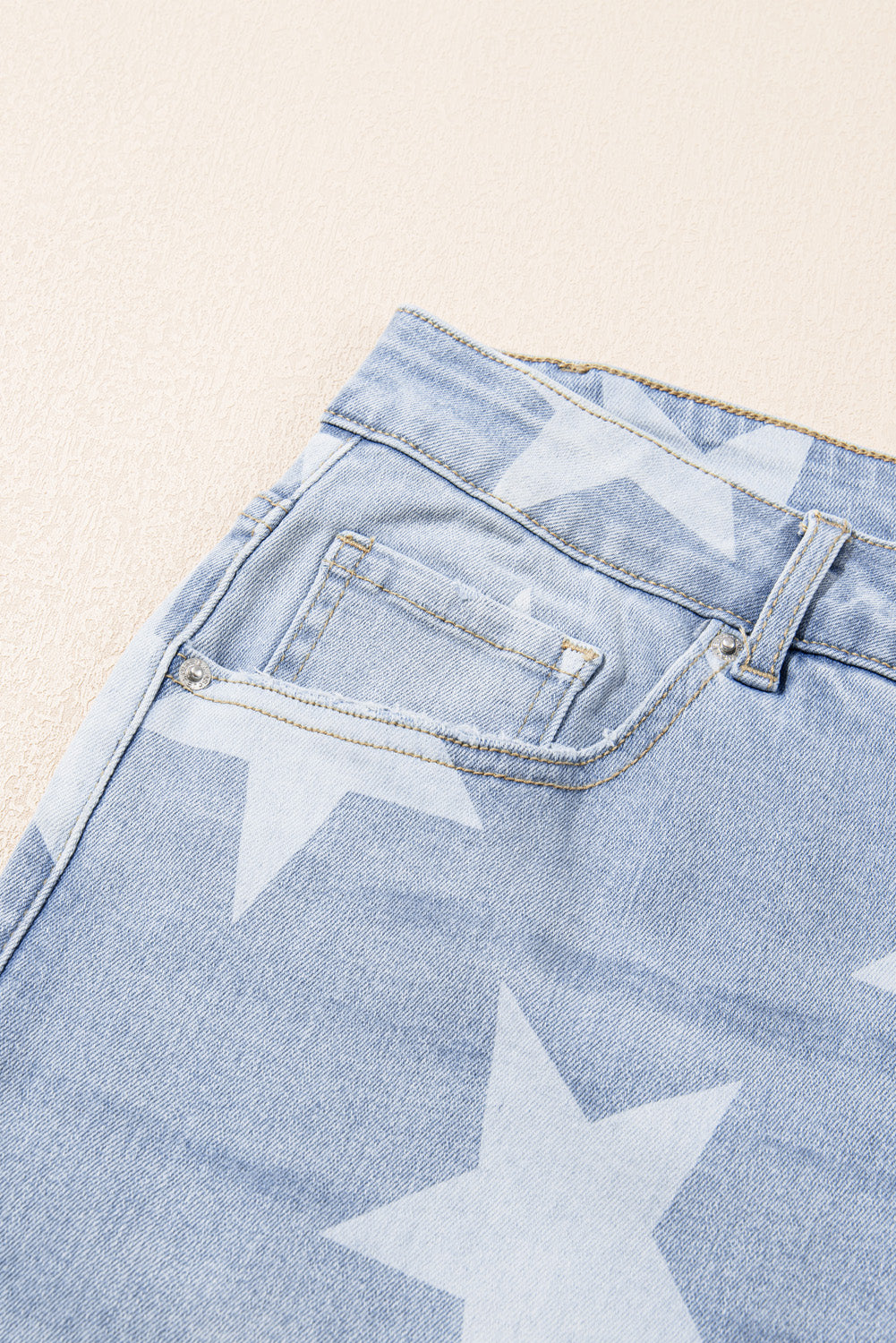 Beau Blue High Waist Star Pattern Plus Size Jeans