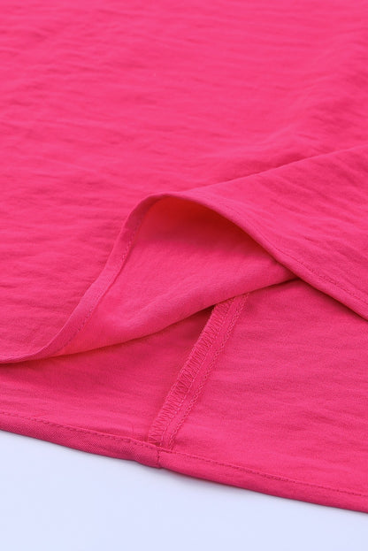 Pink Casual Shirred Cuffs Half Sleeve Top