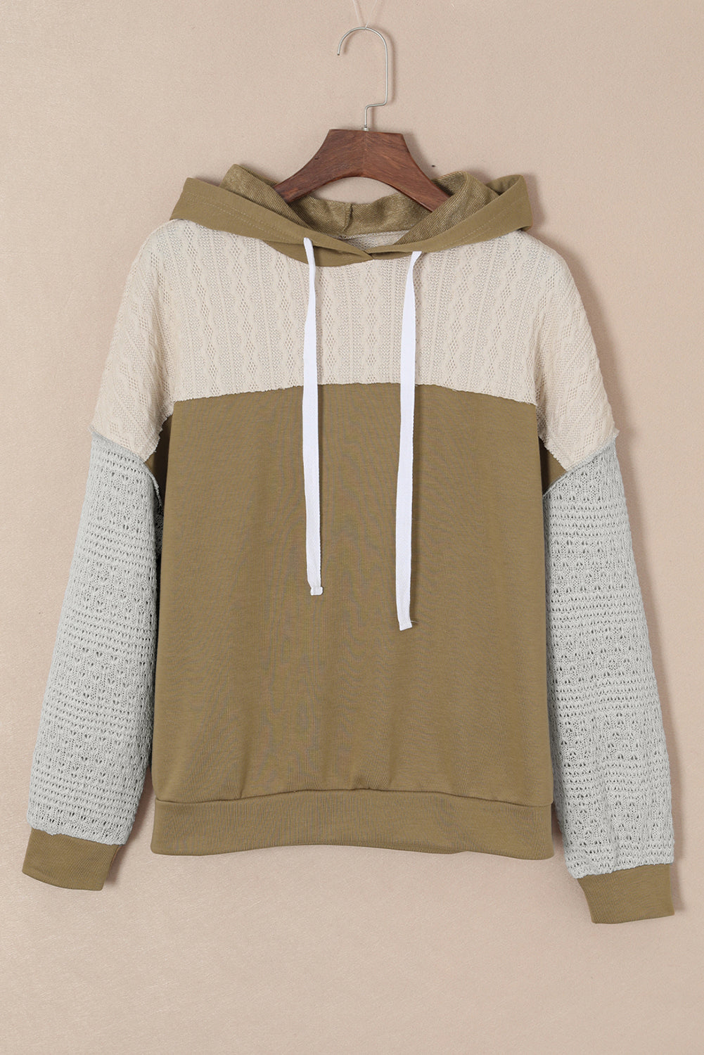 Grey Color Block Exposed Seam Hoodie