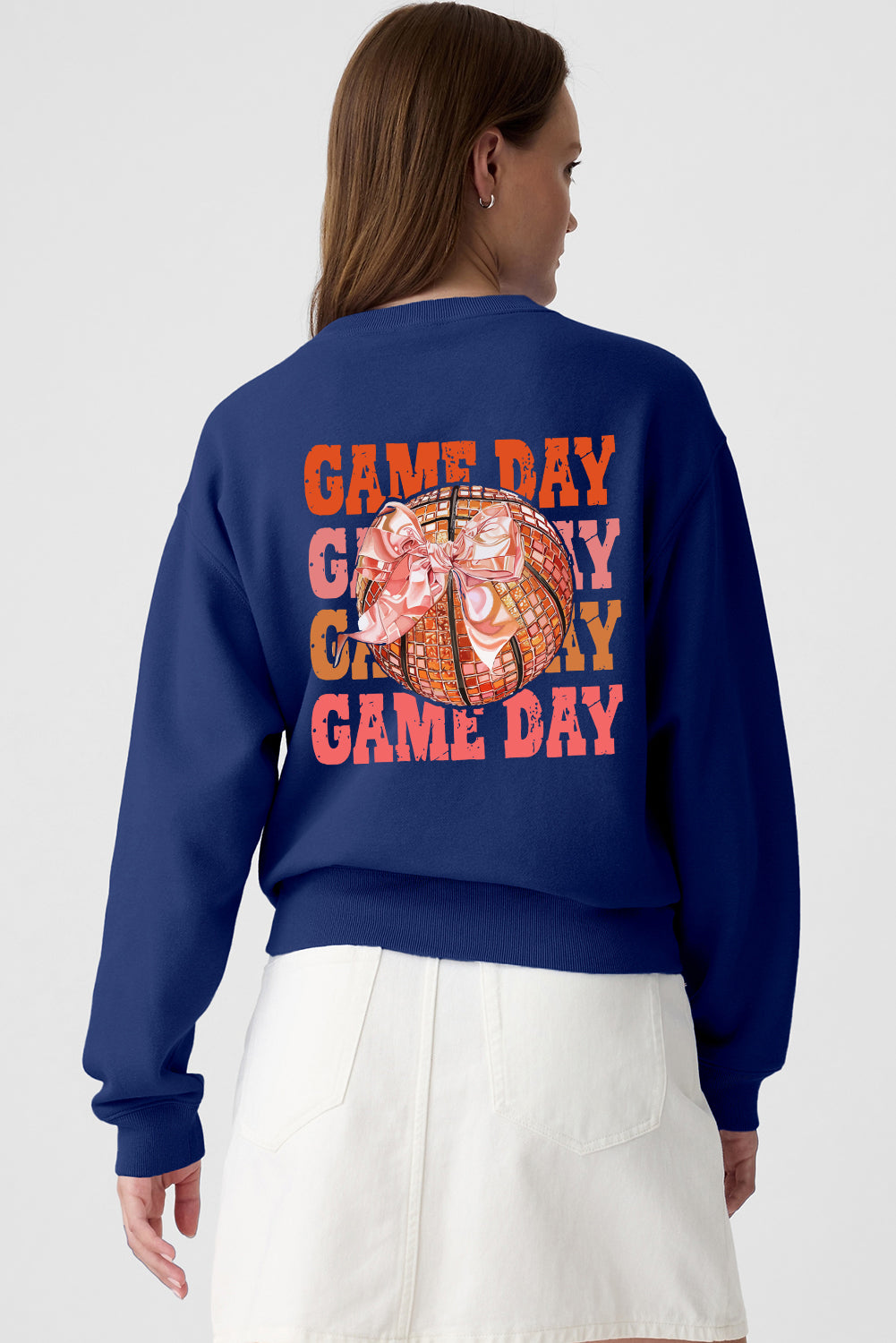 Navy Blue GAME DAY Long Sleeve Graphic Sweatshirt