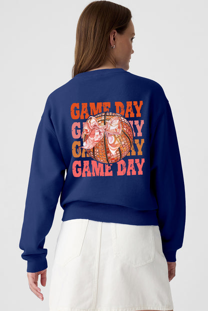 Navy Blue GAME DAY Long Sleeve Graphic Sweatshirt