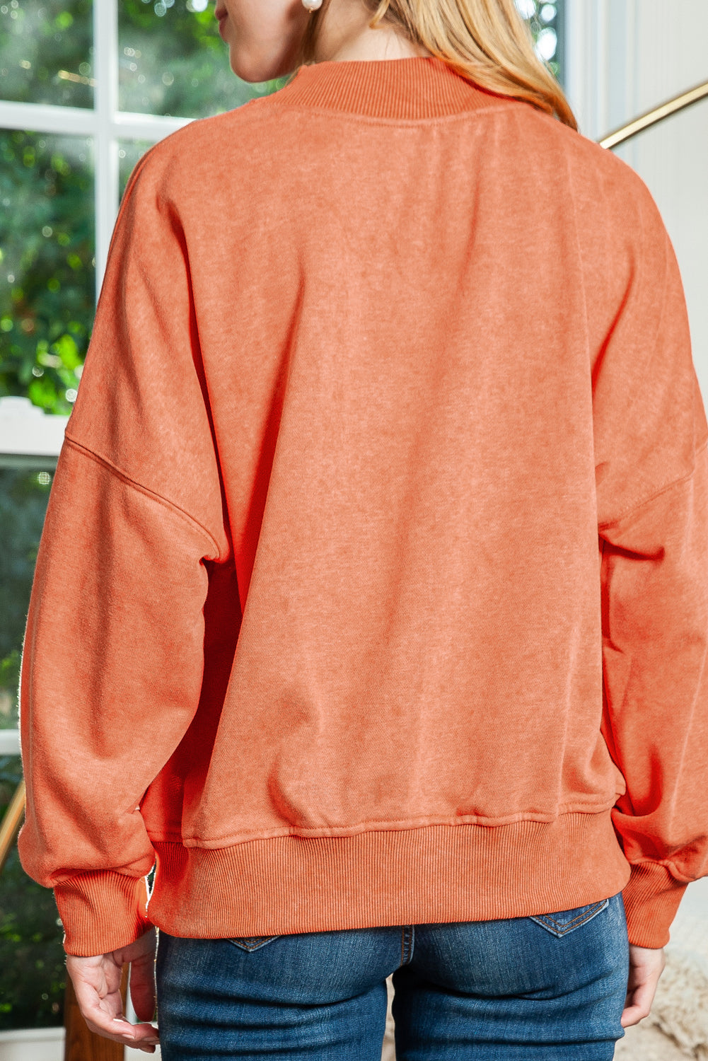 Brown Drop Shoulder Crew Neck Pullover Sweatshirt