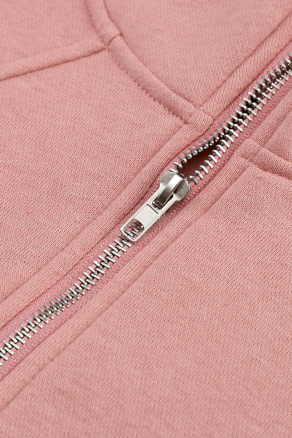 Pink Thumbhole Raglan Sleeve Half Zip Pullover Hoodie