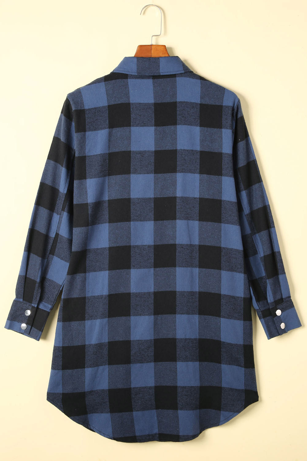 Brown & Black Plaid Collared Botton Down Long Shirt Shacket