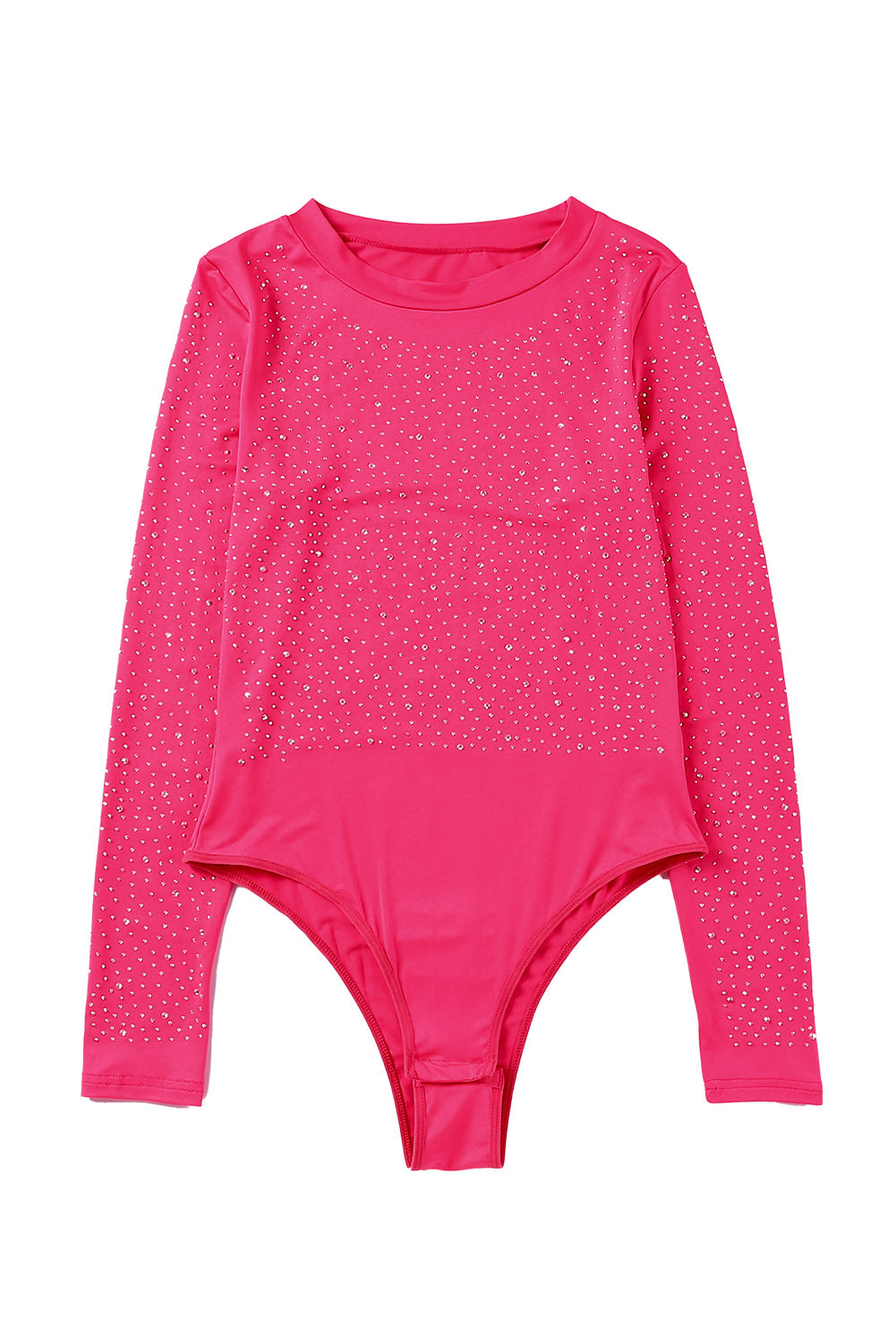 Rosy Rhinestone Slim Fit Long Sleeve Bodysuit