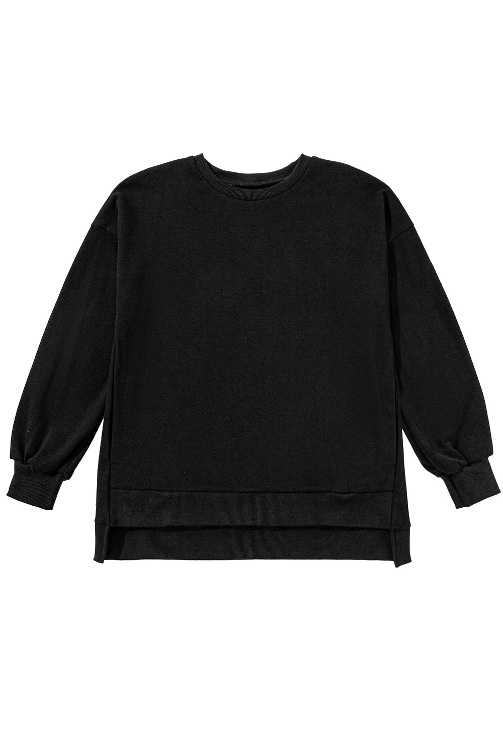 Bonbon Solid O Neck High Low Hem Pullover Sweatshirt