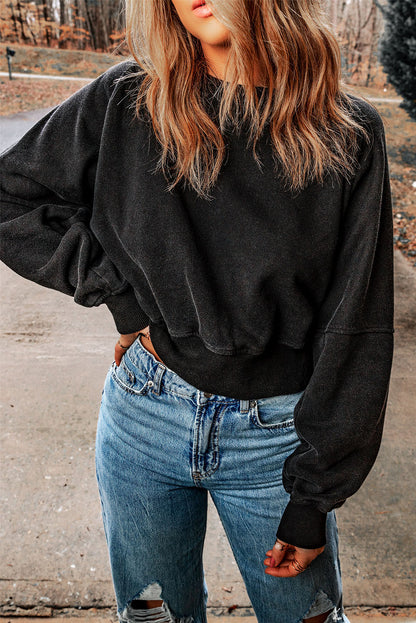 Black Casual One Strap V-shape Open Back Sweatshirt