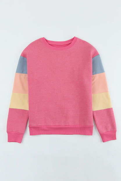 Grey Casual Color Block Drop Sleeve Sweatshirt