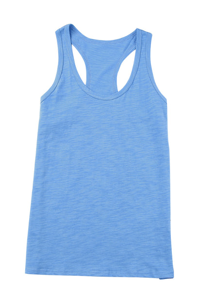 Gray Plain Scoop Neck Basic Solid Tank Top