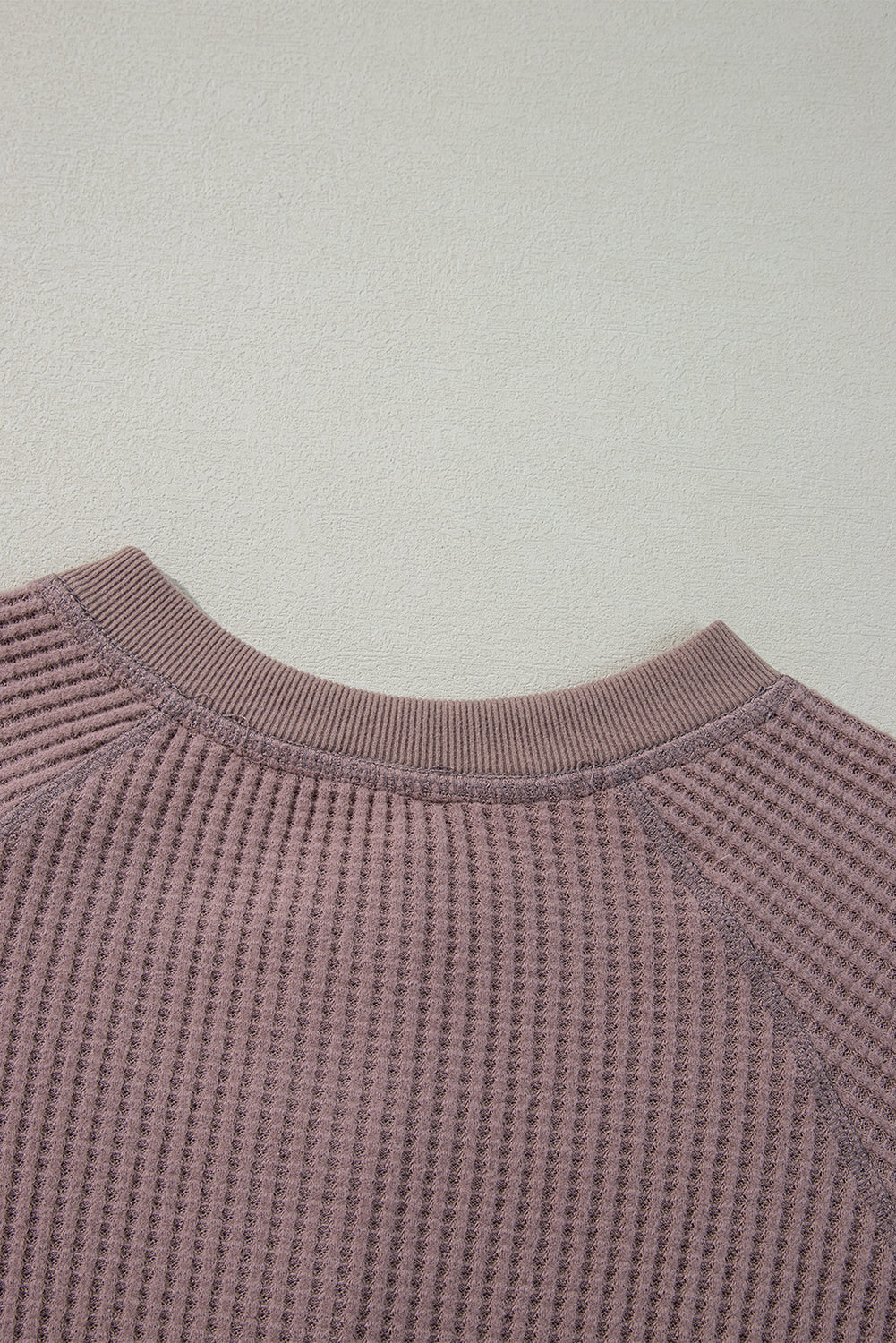 Chestnut Plain Waffle Knit Long Sleeve Henley Top