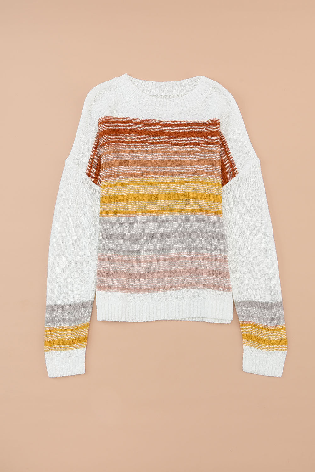 Multicolor Knitted Long Sleeve Pullover Striped Sweater